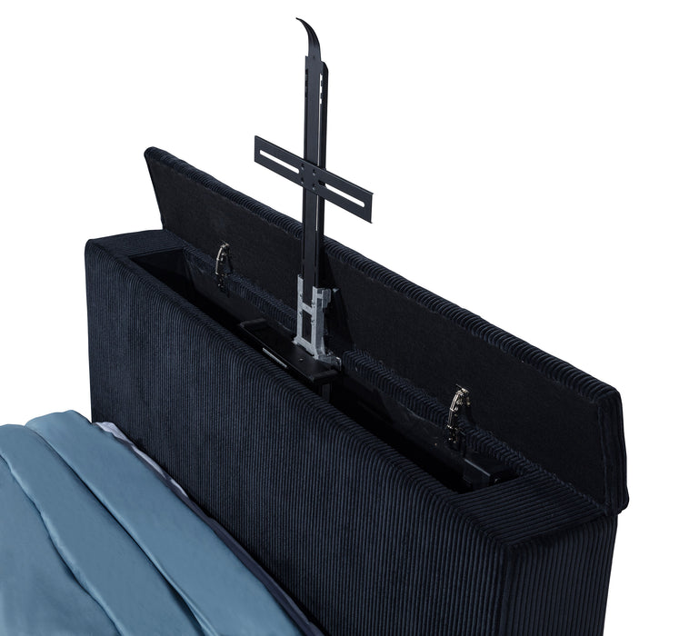 Tisdall Queen Flame Visualizer Wingback TV Bed Black