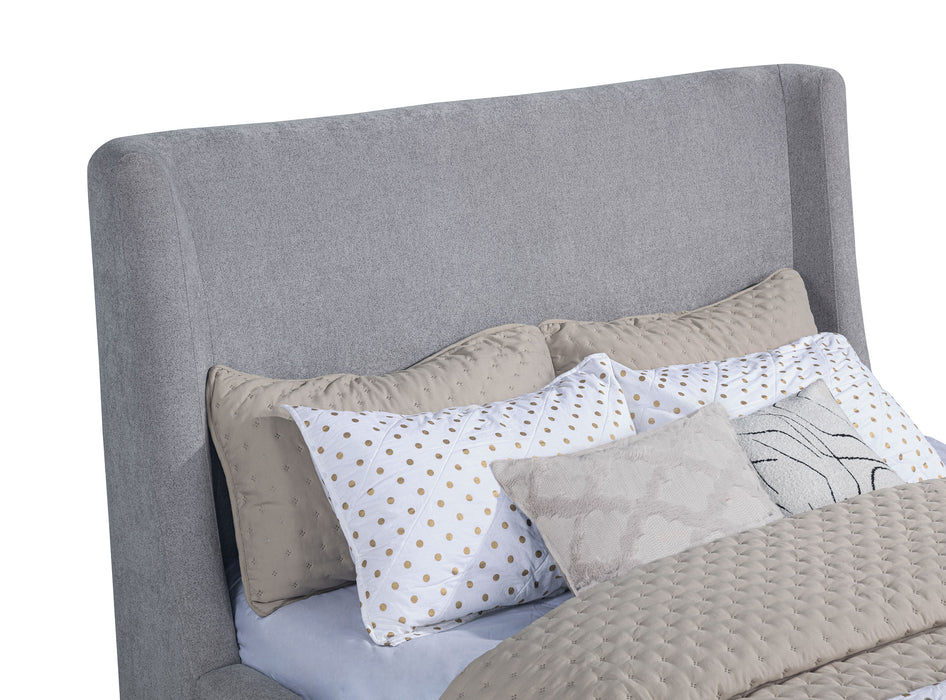 Rennes Upholstered Queen Wingback Platform Bed Grey
