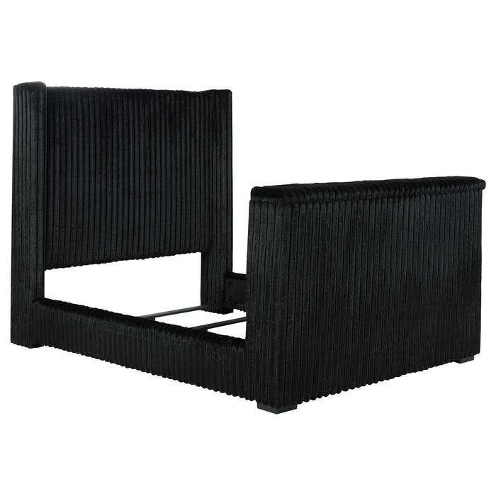 Centergrove Upholstered Queen Wingback TV Bed Black