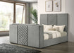Tara 61-inch Upholstered Eastern King Panel TV Bed Grey