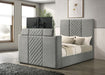Tara 61-inch Upholstered Queen Panel TV Bed Grey