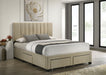 Wheatland 4-drawer Upholstered Queen Storage Bed Light Brown