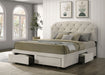 Marianna 4-drawer Upholstered Eastern King Storage Bed Cream