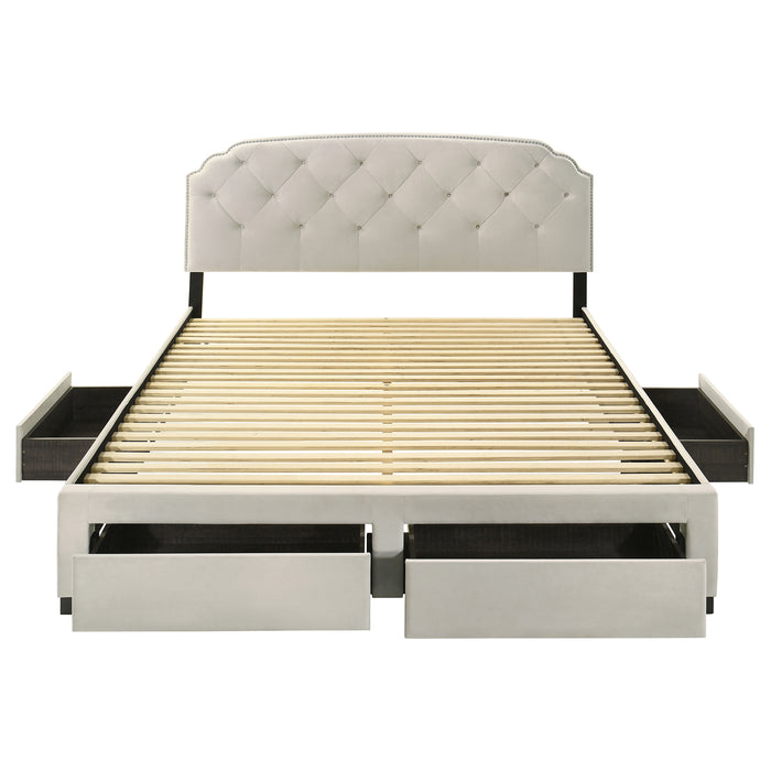 Marianna 4-drawer Upholstered Eastern King Storage Bed Cream