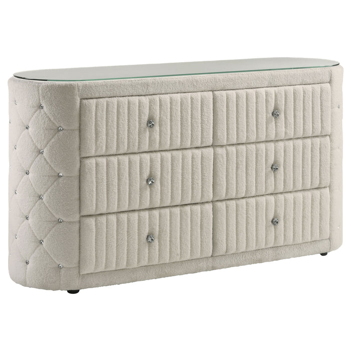 Sonya 4-piece Upholstered Queen Bedroom Set Ivory