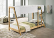 Wyatt Wood Twin Over Twin Bunk Bed White and Natural