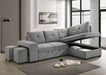 Roanne Fabric Upholstered Sleeper Sectional Sofa Grey