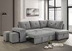Roanne Fabric Upholstered Sleeper Sectional Sofa Grey
