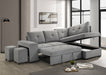 Roanne Fabric Upholstered Sleeper Sectional Sofa Grey