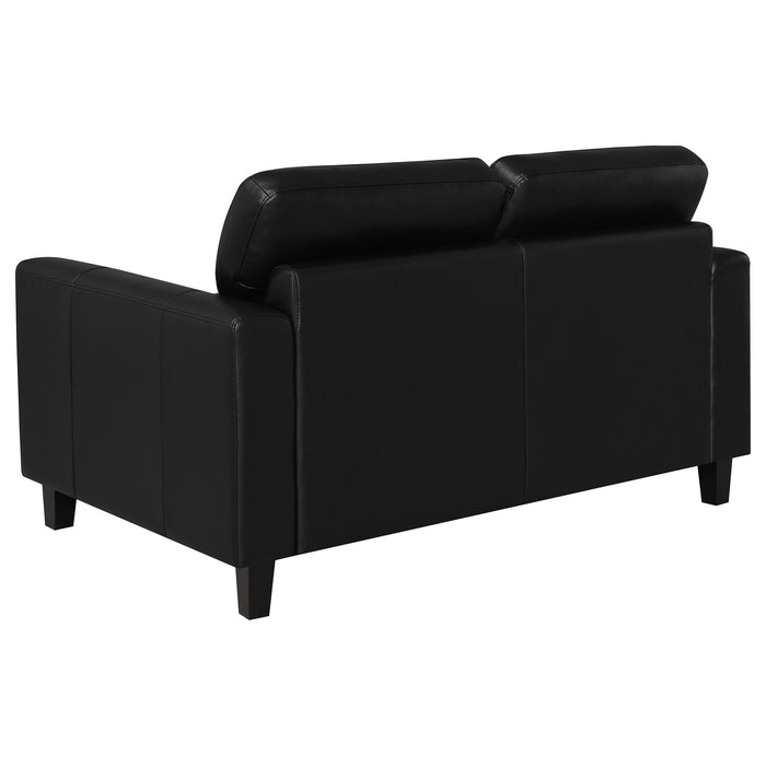 Scotland 2-piece Faux Leather Upholstered Sofa Set Black