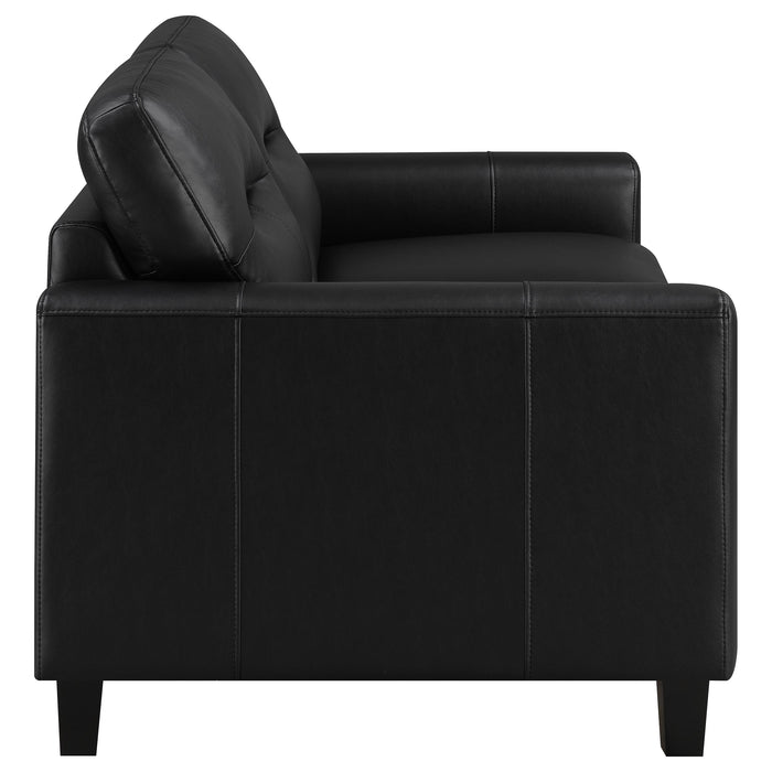 Scotland 2-piece Faux Leather Upholstered Sofa Set Black