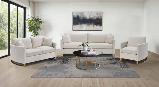 Corliss 3-piece Upholstered Arched Arm Sofa Set Beige