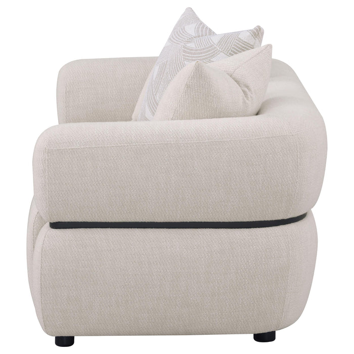 Jeanette 73-inch Fabric Upholstered Round Arm Loveseat Beige