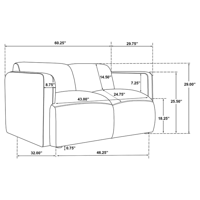 Dorset 3-piece Upholstered Round Track Arm Sofa Set White