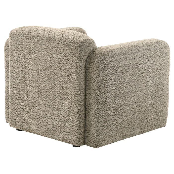 Dorset Fabric Upholstered Round Track Arm Accent Chair Brown