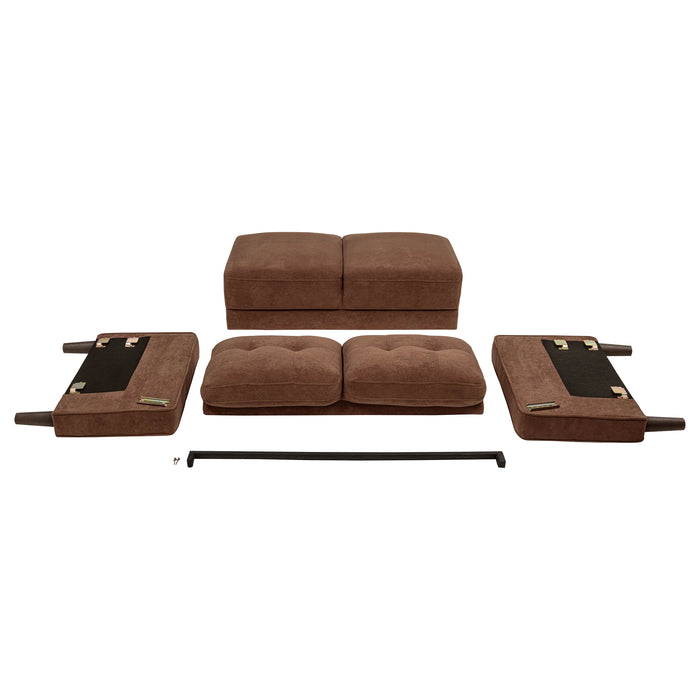 Bowen II Fabric Upholstered Track Arm Accent Chair Rust