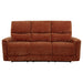 Navarro Chenille Upholstered Reclining Sofa Burnt Orange