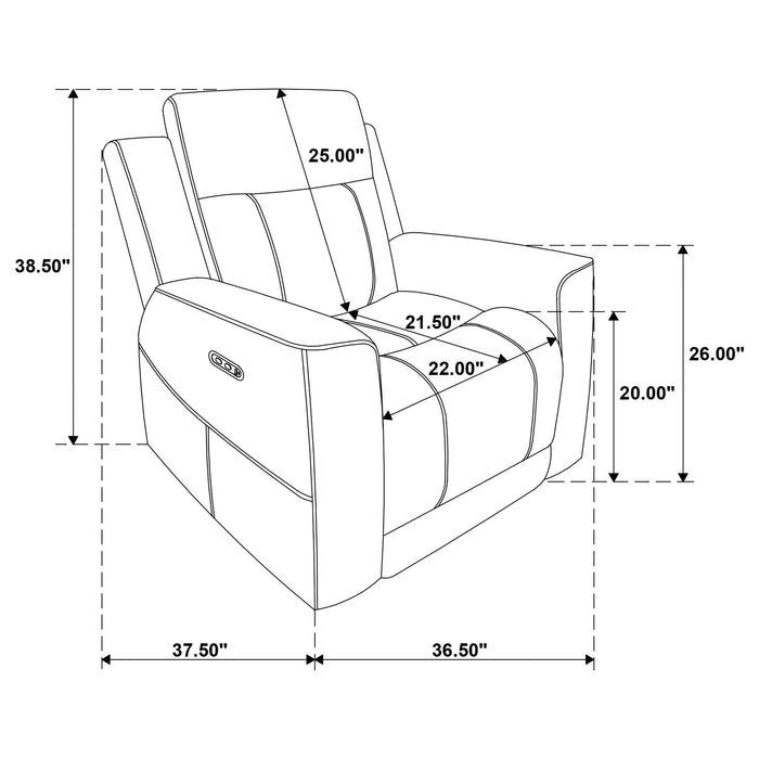 Kennett Chenille Upholstered Power Recliner Chair Ivory