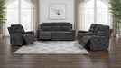 Kennett Chenille Upholstered Power Reclining Sofa Dark Grey