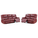 Camila 2-piece Upholstered Reclining Sofa Set Red