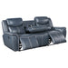 Sloane Upholstered Padded Arm Reclining Sofa Blue