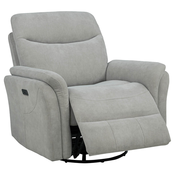 Adler Upholstered Power Swivel Glider Recliner Greige