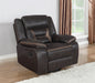 Greer Upholstered Swivel Glider Recliner Chair Brown