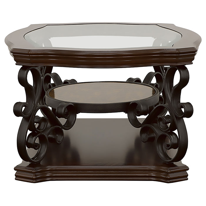 Laney 1-shelf Glass Top Rectangular Coffee Table Deep Merlot