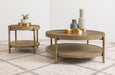 Arini Round Coffee Table With Storage Shelf Sand Wash