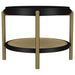 Arini Round End Side Table With Storage Shelf Black
