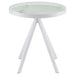 Briggs Round Marble Printed Glass Top End Side Table White