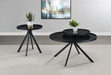 Briggs Round Marble Printed Glass Top End Table Black