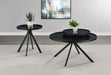 Briggs Round Marble Printed Glass Top Coffee Table Black