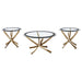 Brooke 3-piece Round Coffee and End Table Set Rose Brass
