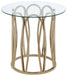 Monett Round Glass Top Side End Table Chocolate Chrome