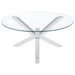 Kenzie Round Tempered Glass Top Cocktail Coffee Table Chrome