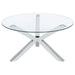 Kenzie Round Tempered Glass Top Cocktail Coffee Table Chrome