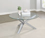 Kenzie Round Tempered Glass Top Cocktail Coffee Table Chrome