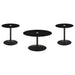 Ganso 3-piece Round Glass Top Coffee and End Table Set Black