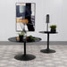 Ganso Round Metal End Table With Tempered Glass Top Black