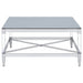 Lindley Square Tempered Mirror Acrylic Coffee Table Chrome