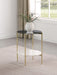 Jonelle Round Glass Top End Table White Marble Shelf Gold