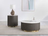 Jason Round White Marble Top Side End Table Charcoal