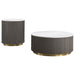 Jason 2-piece Round White Marble Coffee Table Set Charcoal
