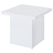 Devar Square Engineered Wood Side End Table White High Gloss
