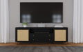 Arini Rattan Cane 2-door TV Stand Media Console Black