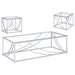 Lille 3-piece Glass Top Coffee And End Table Set Chrome