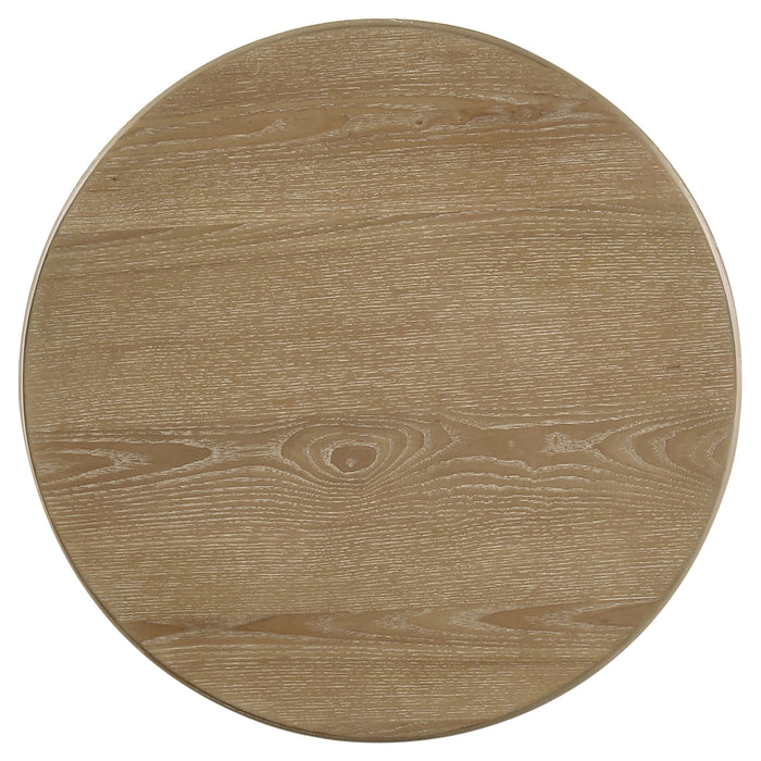 Adina Round Wood Side End Table Distressed Light Brown
