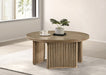 Adina 36-inch Round Wood Coffee Table Distressed Light Brown