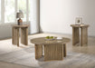 Adina 36-inch Round Wood Coffee Table Distressed Light Brown